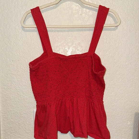 Express Red Smocked Peplum Tank Top - Picture 4 of 6